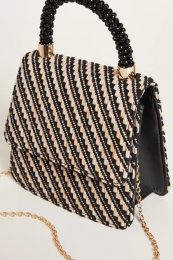 Borsa a mano intrecciata - Nero Beige