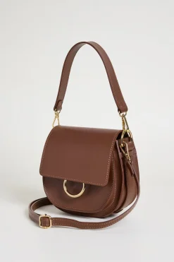 Borsa arrotondata in pelle - Marrone