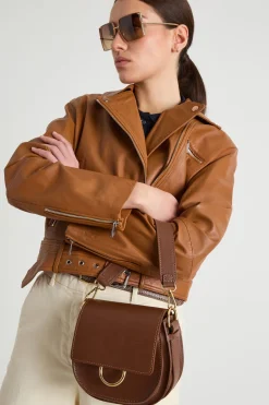 Borsa arrotondata in pelle - Marrone