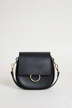 Borsa arrotondata in pelle - Nero