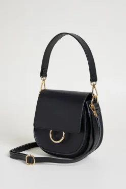 Borsa arrotondata in pelle - Nero