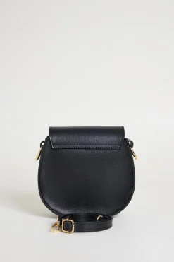 Borsa arrotondata in pelle - Nero