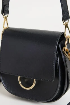 Borsa arrotondata in pelle - Nero