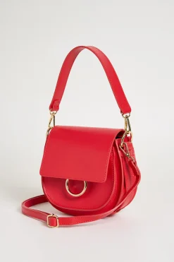 Borsa arrotondata in pelle - Rosso