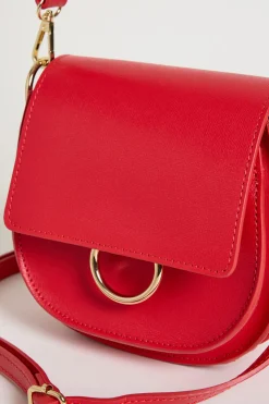 Borsa arrotondata in pelle - Rosso