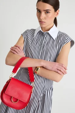 Borsa arrotondata in pelle - Rosso