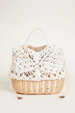 Borsa a secchiello crochet - Bianco