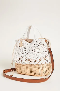 Borsa a secchiello crochet - Bianco