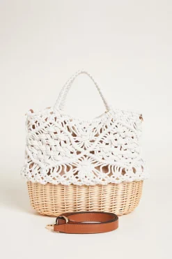 Borsa a secchiello crochet - Bianco