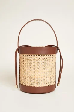 Borsa a secchiello in paglia - Beige