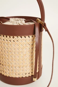 Borsa a secchiello in paglia - Beige