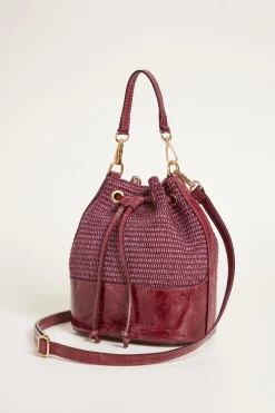 Borsa a secchiello in paglia - Bordeaux