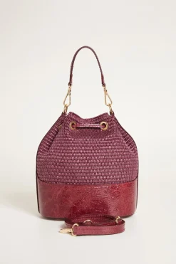 Borsa a secchiello in paglia - Bordeaux