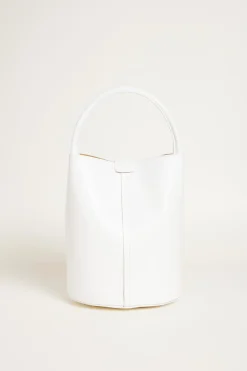 Borsa a secchiello in pelle liscia - Bianco