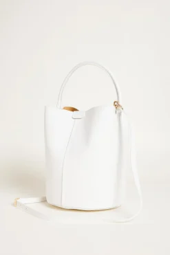 Borsa a secchiello in pelle liscia - Bianco