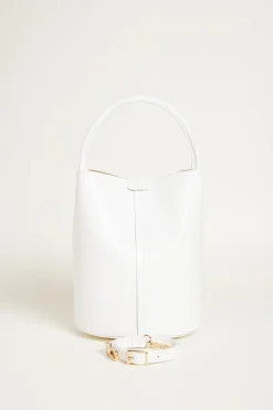 Borsa a secchiello in pelle liscia - Bianco