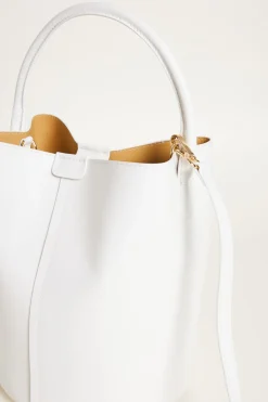 Borsa a secchiello in pelle liscia - Bianco
