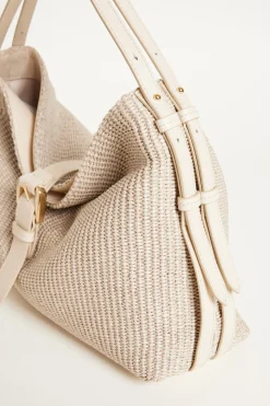 Borsa a spalla in paglia - Beige