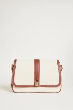 Borsa a tracolla in tela - Avorio Marrone