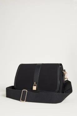 Borsa a tracolla in tela - Nero