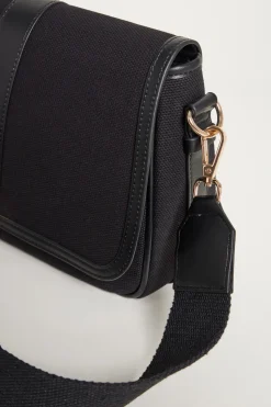 Borsa a tracolla in tela - Nero
