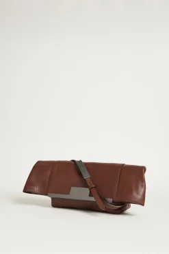 Borsa clutch piccola ripiegabile - Marrone