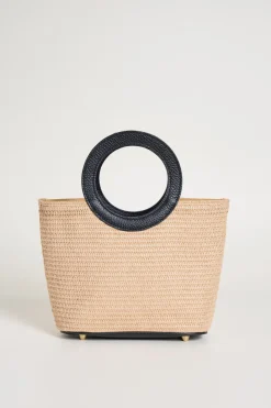 Borsa con manico ad anello - Beige Nero