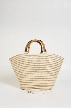 Borsa con manico in bamboo - Beige