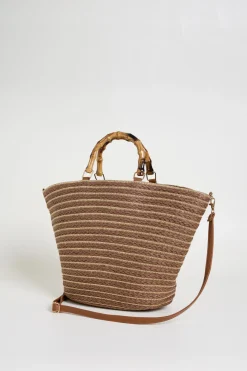 Borsa con manico in bamboo - Marrone