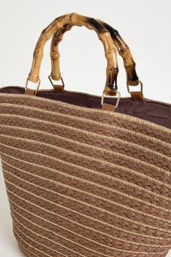 Borsa con manico in bamboo - Marrone
