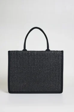 Borsa con motivi in rilievo - Nero