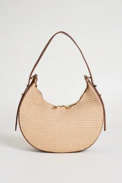 Borsa crossbody a mezzaluna - Beige Marrone
