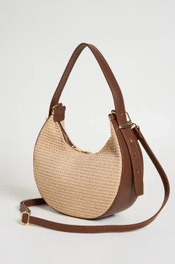 Borsa crossbody a mezzaluna - Beige Marrone