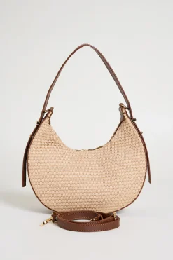 Borsa crossbody a mezzaluna - Beige Marrone