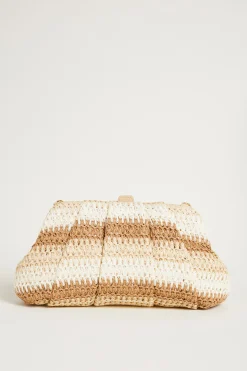 Borsa effetto rafia multicolor - Bianco Cammello