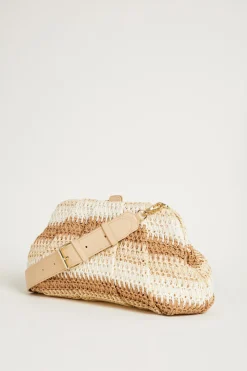 Borsa effetto rafia multicolor - Bianco Cammello