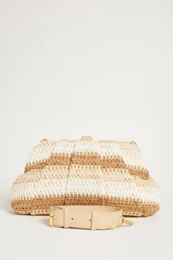 Borsa effetto rafia multicolor - Bianco Cammello