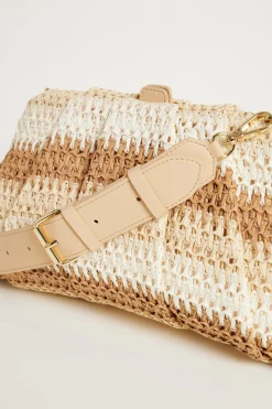 Borsa effetto rafia multicolor - Bianco Cammello