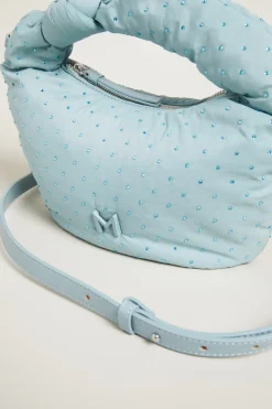 Borsa imbottita con strass - Azzurro Pastello
