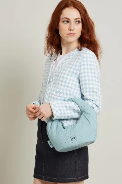 Borsa imbottita con strass - Azzurro Pastello