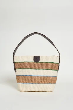 Borsa in corda naturale e pelle - Bianco Cammello