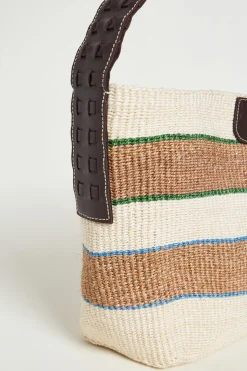 Borsa in corda naturale e pelle - Bianco Cammello