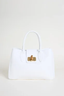 Borsa in pelle bottalata - Bianco