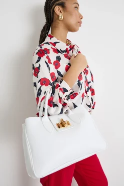 Borsa in pelle bottalata - Bianco
