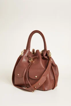 Borsa in pelle bottalata - Marrone