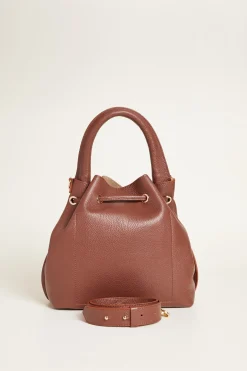 Borsa in pelle bottalata - Marrone