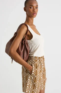 Borsa in pelle bottalata - Marrone