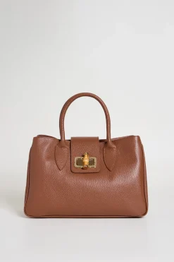 Borsa in pelle bottalata - Marrone