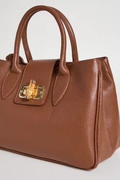 Borsa in pelle bottalata - Marrone
