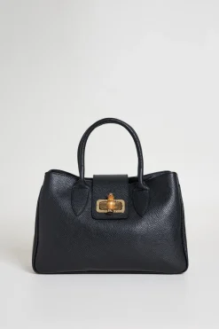 Borsa in pelle bottalata - Nero